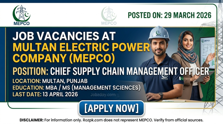 MEPCO Recruitment 2026: Chief Supply Chain Management Officer